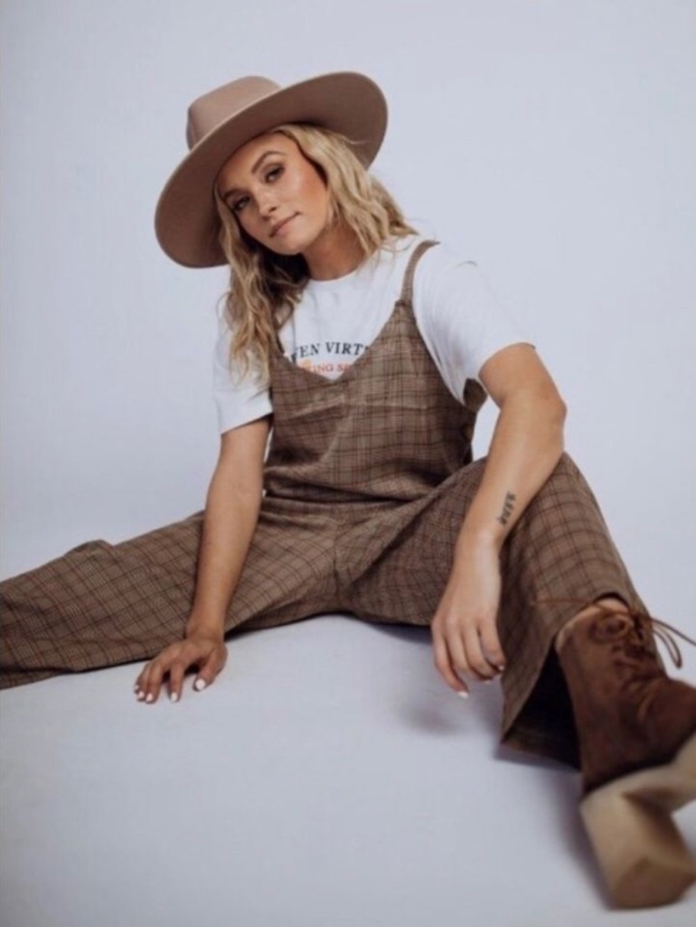 hem & thread - Plaid Wide Leg Jumpsuit